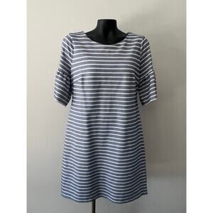 Ivanka Trump Shift Dress Women’s M Blue/white Stripe Ruffle Bell Sleeve Workwear